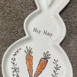 Bunny Shaped Ceramic Tray with Carrot Design